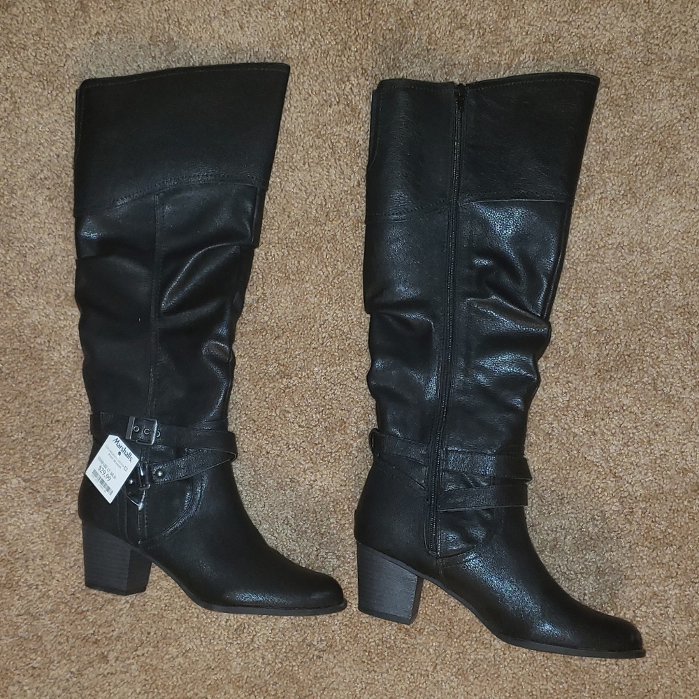 Leather Knee High boots with 2 inch heel